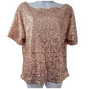Yoli | Sequin Flutter Sleeve Top | L